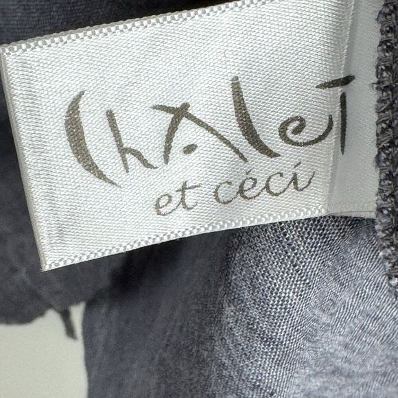 Chalet Et Ceci Linen Short Sleeve Dress M Gray Pocket Minimal Coastal Lagenlook - Picture 9 of 14